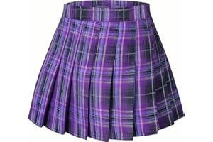 Joe Wenko Girls Women's Pleated Skirt, High Waist School Uniform A-Line Short Skirt
