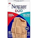 Nexcare Duo Flexible Fabric Bandages Assorted ReadyforAnything Pack Holds Strong PainFree Removal Water Resistant 40ct, Multi