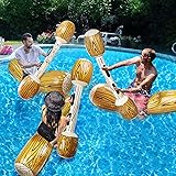 TURNMEON 6 Pcs Battle Log Rafts Inflatable Pool Float Row Toys for 3 Players Adults Kids Summer Swimming Pool Party Water Spo