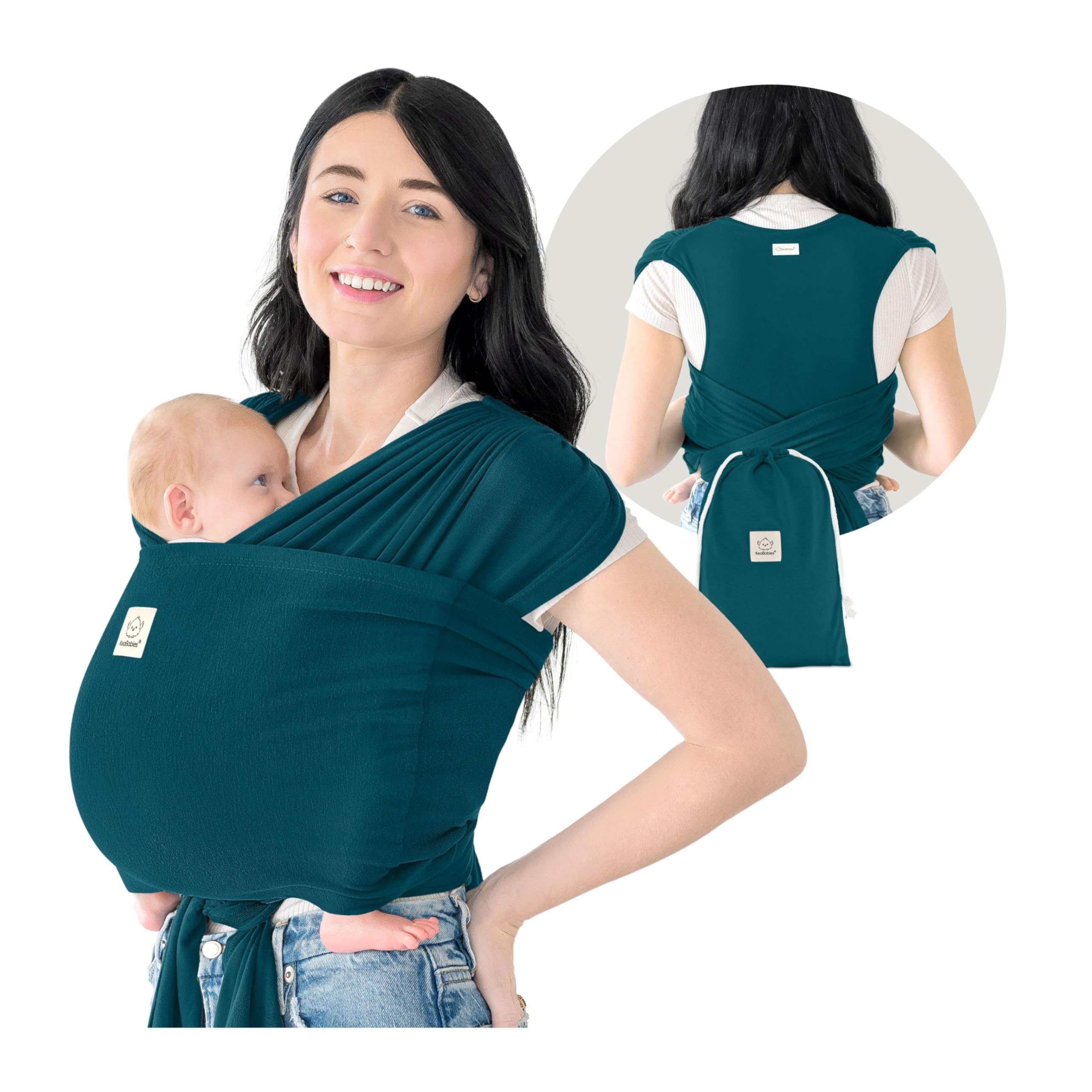 Photo 1 of KeaBabies Baby Wrap Carrier Ring Sling - Easy to Wear, Adjustable D-Lite Baby Carrier Newborn to Toddler, Infant Carrying Shirt, Hands Free Bonding, Breathable Fabric Wearing Wrap (Peacock Green)