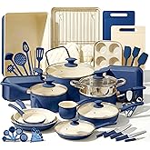 Nutrichef 54 Piece Professional Grade Complete Home Kitchen Cookware Set, Ceramic Non-Stick Bakeware, Pot and Pans Kit, Cool-Touch Handles, Safe for Gas, Electric, Induction Cooktops, Easy Clean