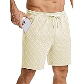 JMIERR Mens Sweat Shorts Drawstring Summer Beach Stretch Texture 7 inch Running Shorts with Pocket