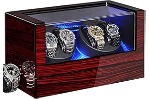 ANWBROAD Watch Winders For Automatic Watches, Automatic Watch Winder Box With Led Light, Watch Turner For Automatic, 4 Watch Rotator And Super Quiet Motor And 4 Rotation Mode, UJWW011Y
