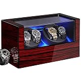 ANWBROAD Watch Winders For Automatic Watches, Automatic Watch Winder Box With Led Light, Watch Turner For Automatic, 4 Watch Rotator And Super Quiet Motor And 4 Rotation Mode, UJWW011Y