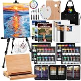 187Pcs Professional All-in-One Art Painting Kit with Aluminum &amp; Beech Wood Easel, 96 Acrylic, Watercolor &amp; Oil Paint Set, Complete Art Supplies Painting Set for Adults, Artists, Beginners