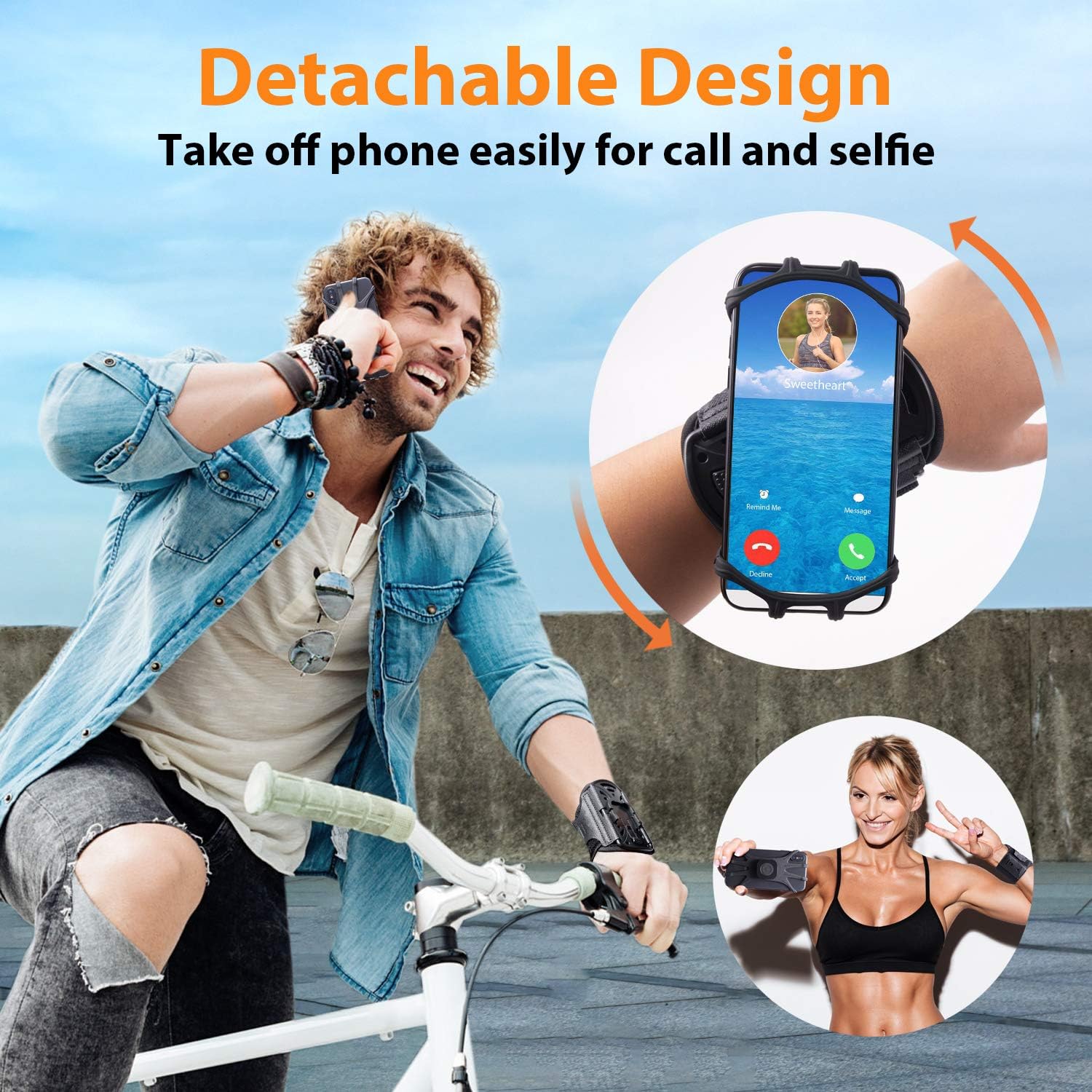 HLOMOM Running Phone Holder,Sports Phone Wristband 360° Rotation & Detachable for iPhone 17/16/15/14/13 Pro/12 Pro/11Pro Max/XS/XR/8/7/6s Plus - Image 3