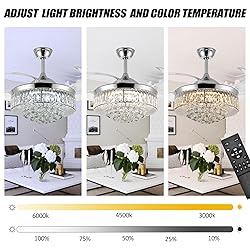 Panghuhu88 36" Invisible Ceiling Fan Chandelier