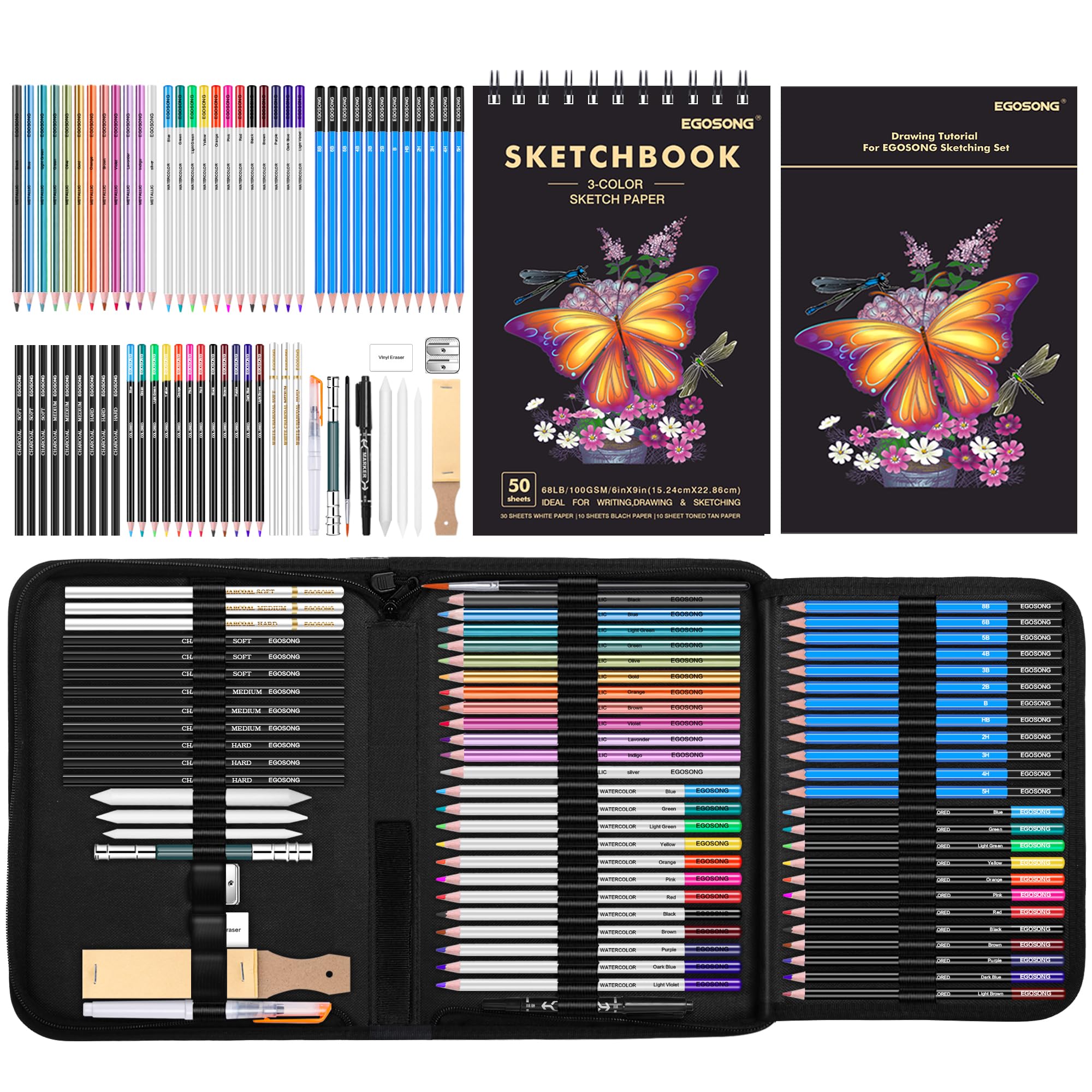 Mua EGOSONG Drawing Set Sketch Pencils Kit,78 Pieces Sketching Supplies ...