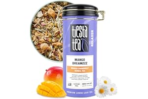 Tiesta Tea - Mango Dreamzzz, Mango Chamomile Herbal Tea, Premium Loose Leaf Tea, Non Caffeinated Tea, Make Hot or Iced Tea & Brews up to 50 Cups, Made with Natural Ingredients - 3 Oz Refillable Tin