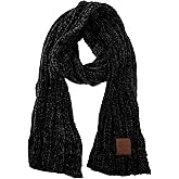 C.C Women's Ultra Soft Chenille Ribbed Thick Warm Knit Shawl Wrap Scarf