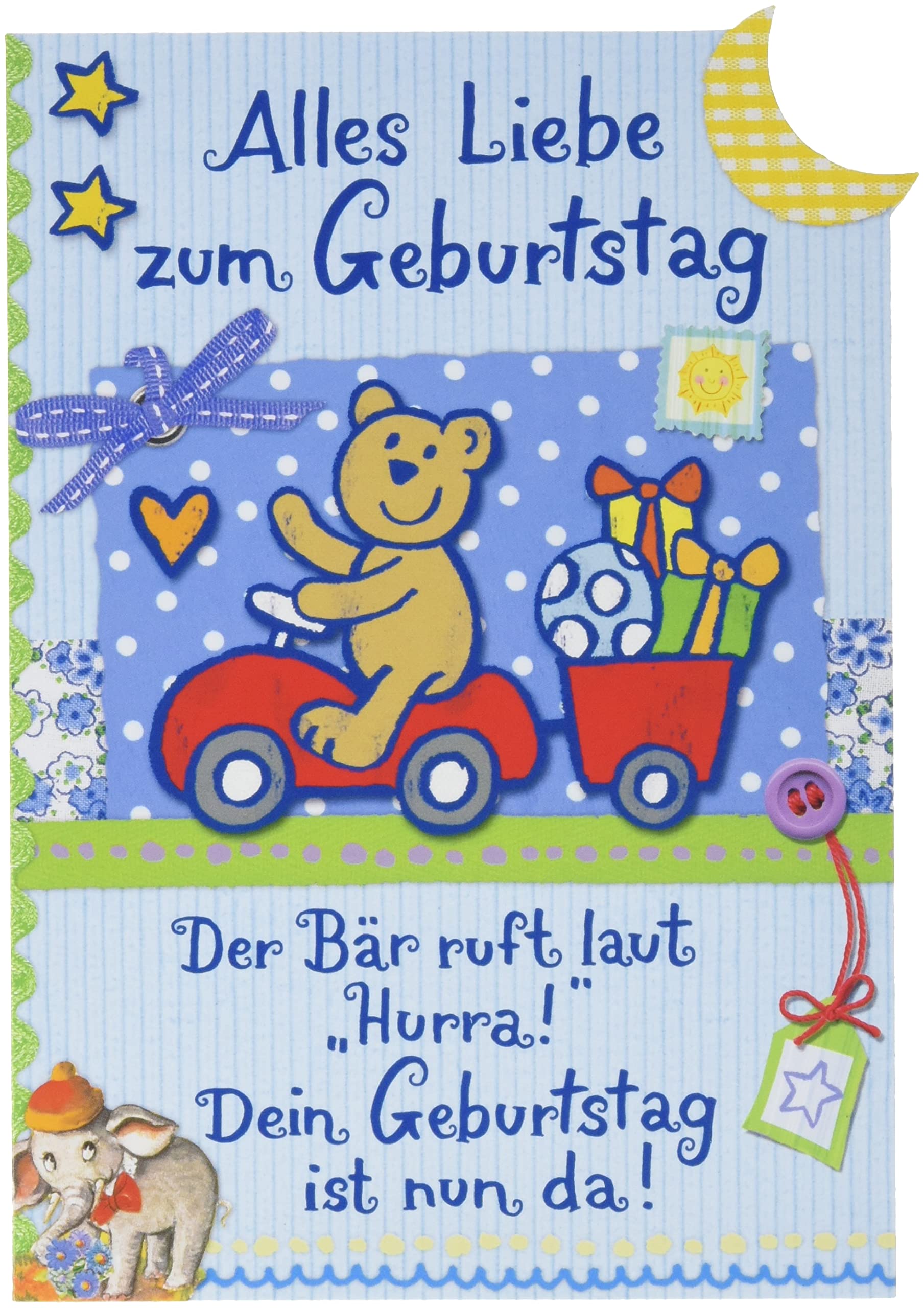 Children's Basic Classic Birthday Card - Bear - 11.6 x 16.6 cm