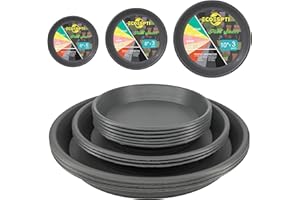 ECOESPTI 12Pcs Colourful Plant Saucer, 6 8 10 Inch Durable Plastic Plant Tray, Round Plant Pot Saucers, Drip Tray for Indoor and Outdoor Garden, Dark Gray