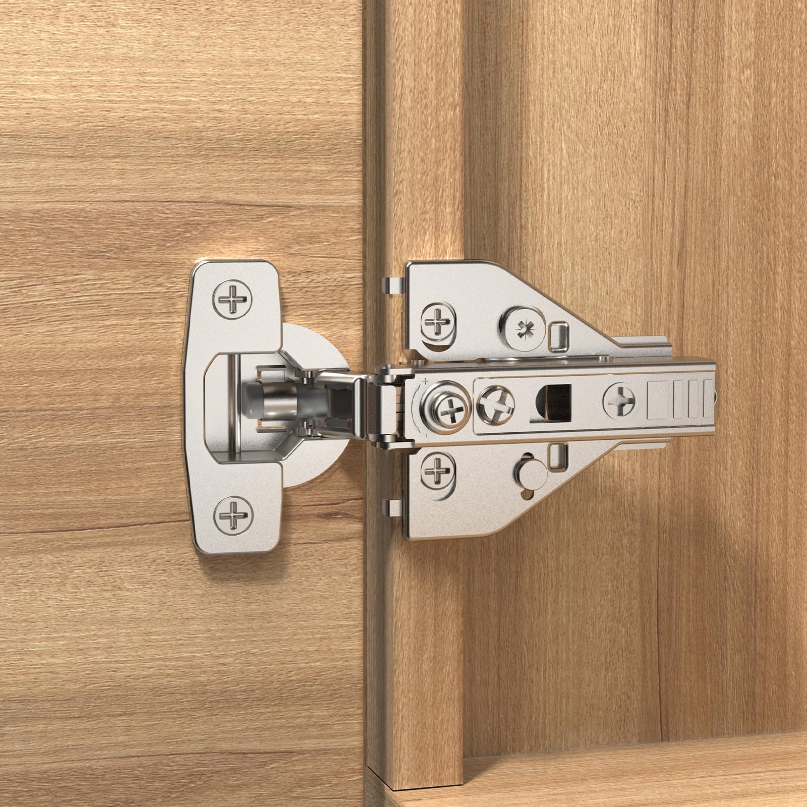 Photo 1 of Furniware 2 Pack Full Overlay Soft Close Cabinet Hinges, Speed Control 4D Adjustment 3/4'' Overlay Hinge for Face Frame & Frameless Cabinet, Concealed Hardware Clip-On, 45~110° Open Angle