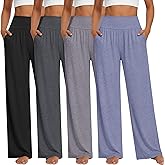 Neer 4 Pack Women's Wide Leg Yoga Pants High Waist Casual Sweatpants Loose Cozy Lounge Pajama Flowy Pants with Pockets