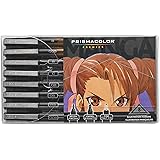 Prismacolor Premier Manga Illustration Markers, Assorted Tips, Black & Sepia, 8-Count
