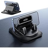 Vpryhuan 360 Degree Rotation Dashboard Phone Holder for Car, Anti-Slip Grips &amp; One-Hand Operation Car Cell Phone Mount with Adjustable Spring Clip, Compatible with iPhone Samsung All Smartphones