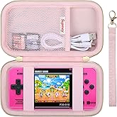 Supmay Carrying Case Compatible with WELLST·G Handheld Game for Kids -Preloaded 220 Retro Video Games, Portable Gaming Player Storage Holder Travel Bag with Mesh Pocket for USB Cable, Pink