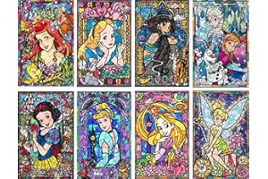 GemZono 8 Pack Full Drill Diamond Painting Kits for Adults&Beginners,Princess DIY 8PCS 5D Diamond Art Kits Paint with Round Diamonds and Gems for Home Wall Decor Gifts(11.8''x15.7'')