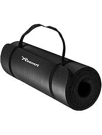 REEHUT 1/2-Inch Extra Thick High Density NBR Exercise Yoga Mat for Pilates, Fitness & Workout w/Carrying Strap