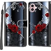 Haninsuze Case Wallet for iPhone 16, [Kickstand] 3 Card Holder Stand [Shockproof TPU Interior Shell], PU Leather Magnetic Protective Flip Cover 6.1", Rose Butterfly