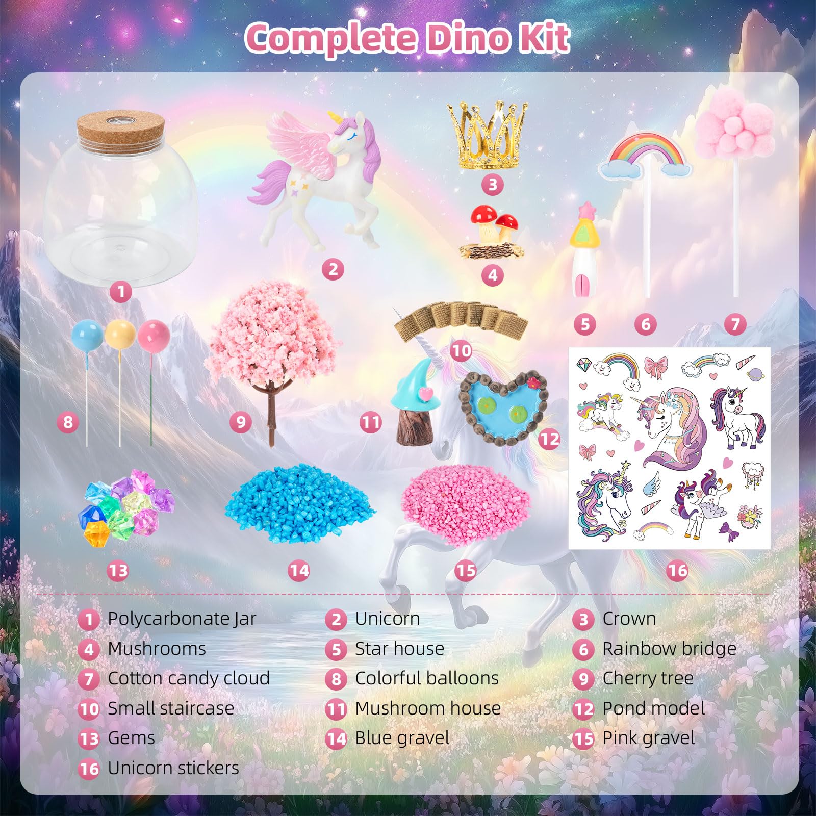 Unicorn Light Up Terrarium for Girls – DIY Garden Craft with LED | STEM Kit, Arts & Crafts Gift for Kids Ages 4-8 by Ednzion