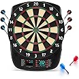 Sydora Electronic Dartboard Set with Colorful LED Displays, Soft Tip Cricket Dart Board AC & Batteries - Including 6 Darts, 130 Tips,6 Integrated Dart Tail, 2.5m Extended Power Adapter
