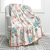 Jekeno Coral Starfish Blanket Ocean Gifts for Women Men Kids Boys Girls Dad Mom Husband Wife Friends Birthday Christmas Halloween Decor Home Bedroom Living Room Beach Throw Blanket 60"x80"