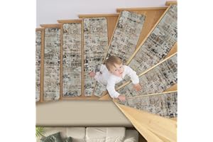 JIANS CARPET Stair Treads Non-Slip Stair treads for Wooden Steps Indoor,Stair Runners 8 * 30 inch 15Pcs, Rubber Backing Stair Carpet Treads for Kids Elders Pets,No Glue,Quick-Dry,Machine Washable,Retro Grey