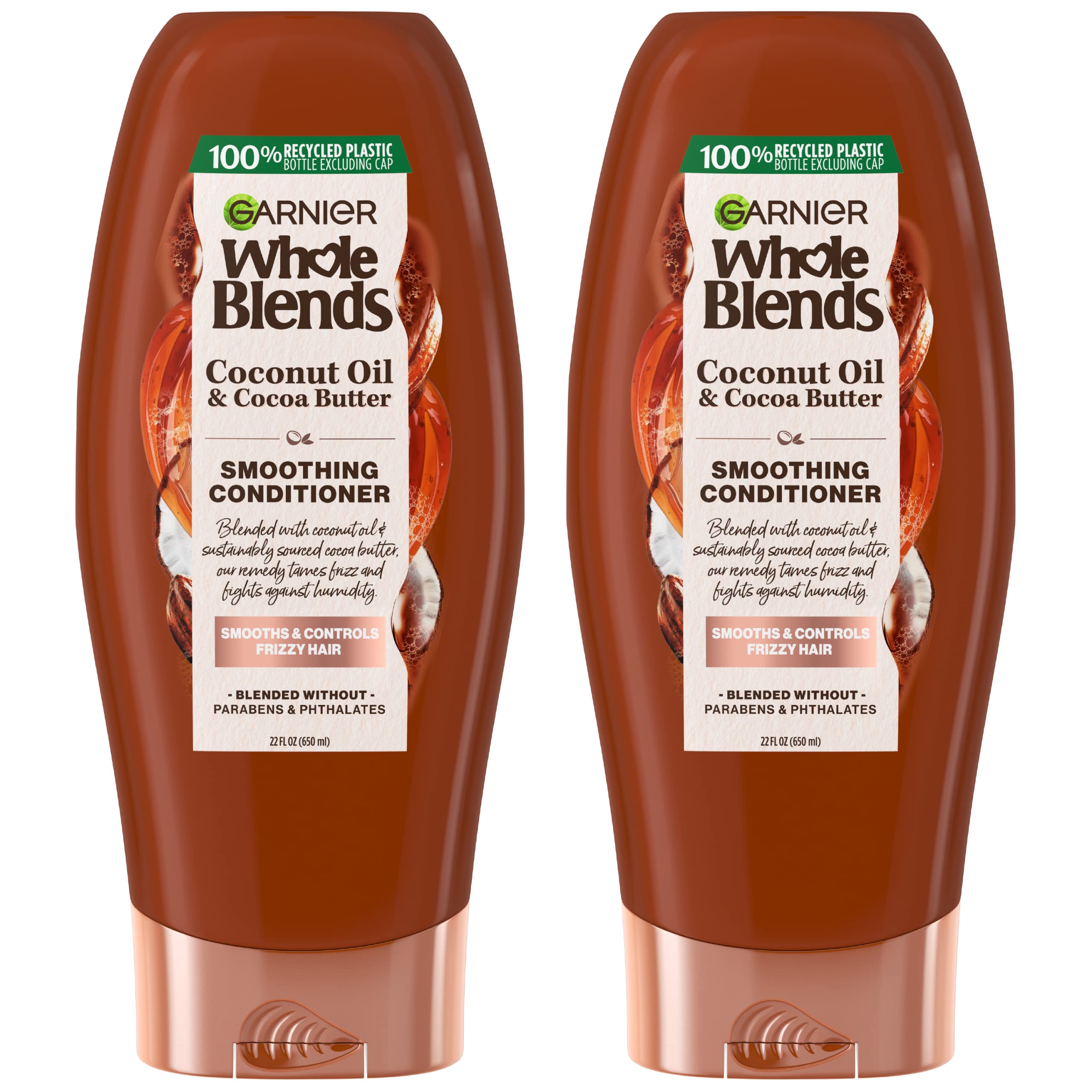 Photo 1 of **DENT DAMAGE**Garnier Whole Blends Coconut Oil & Cocoa Butter Smoothing Conditioner for Frizzy Hair, 22 Fl Oz, 2 Count (Packaging May Vary)