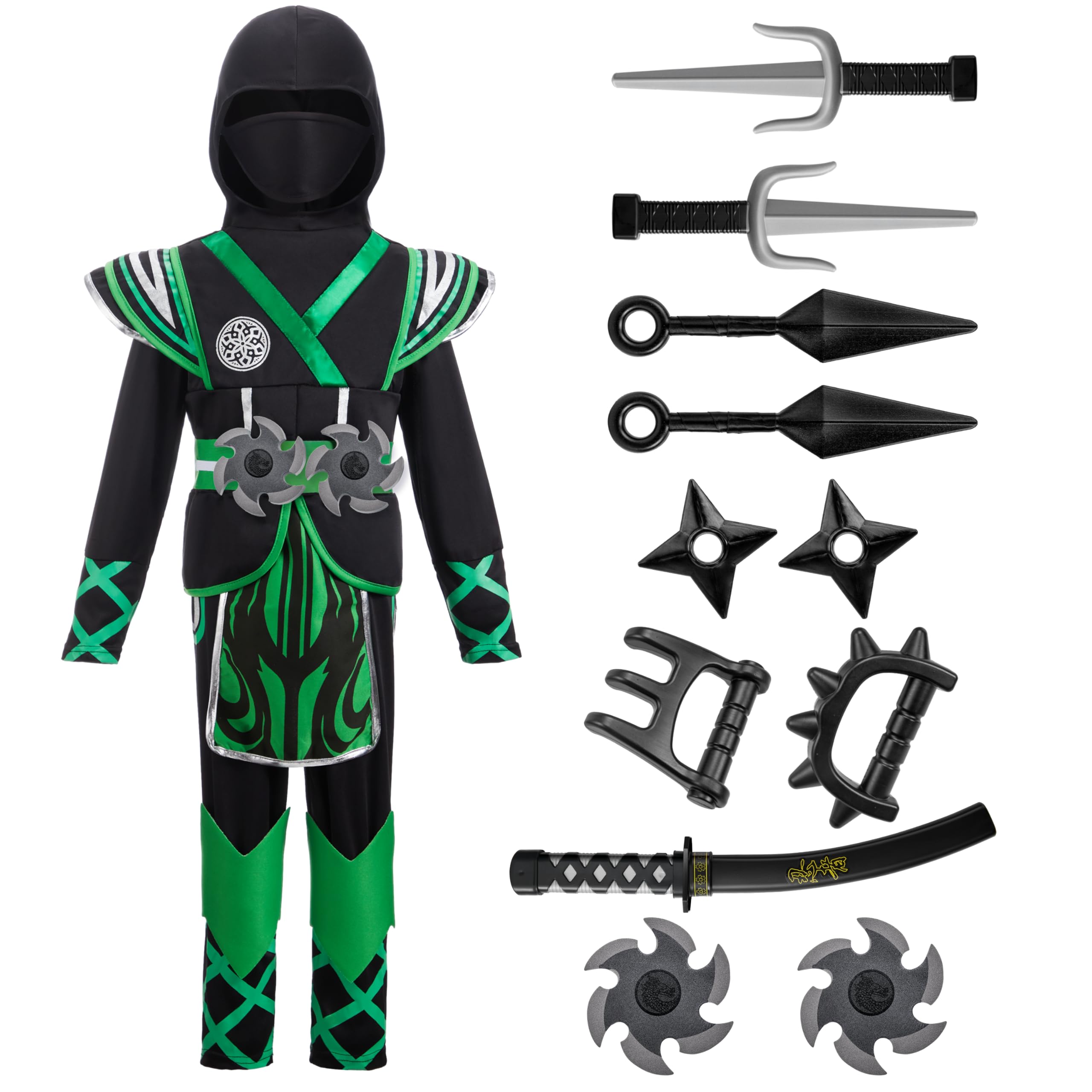 Spooktacular Creations Kids Ninja Costume, Child Boy Ninja Outfit Set, Halloween Costume for Toddler Themed Dress Up Party