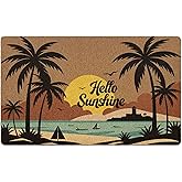 XLDLIOO Beach Hello Sunshine Door Mat, Coastal Summer Doormat, Beach Welcome Front Door Mat Indoor Outdoor Entrance, Boho Bea