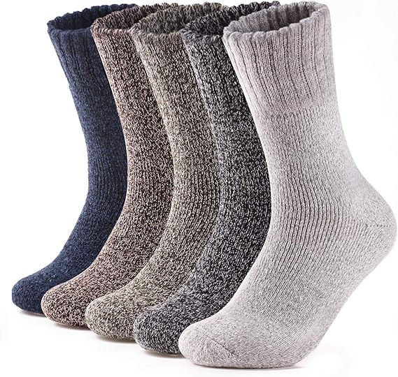 5 Pairs of Mens Thick & Warm Wool Socks(Size UK 712 EU 4046.5