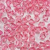 YHYPOCI 1000pcs 6mm Acrylic Bicone Beads Faceted Acrylic Crystal Spacer Beads for Bracelet Necklace Earring Keychain Jewelry Making Crafts(Pink)