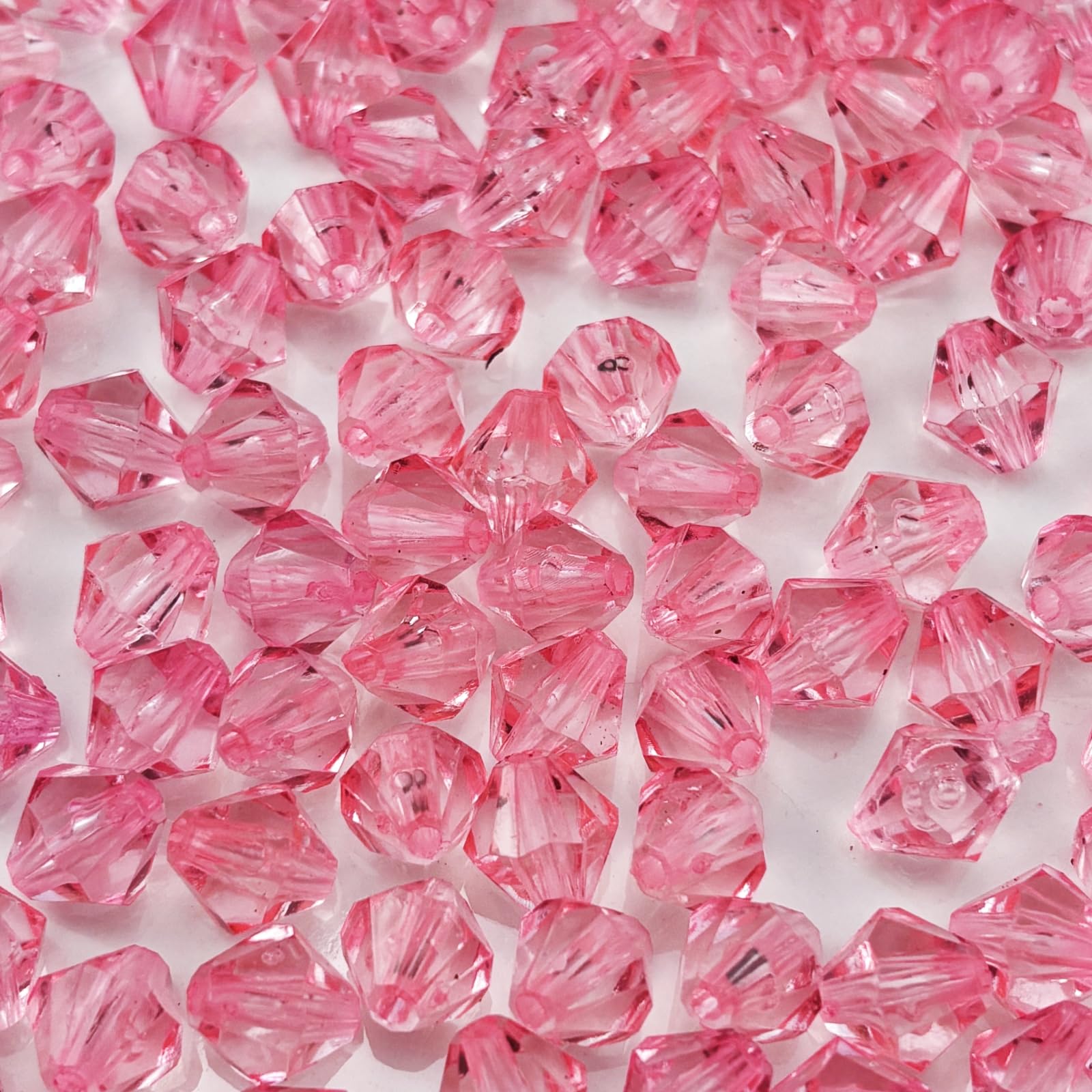 Photo 1 of YHYPOCI 400pcs 8mm Acrylic Bicone Beads Faceted Acrylic Crystal Spacer Beads for Bracelet Necklace Earring Keychain Jewelry Making Crafts(Pink)