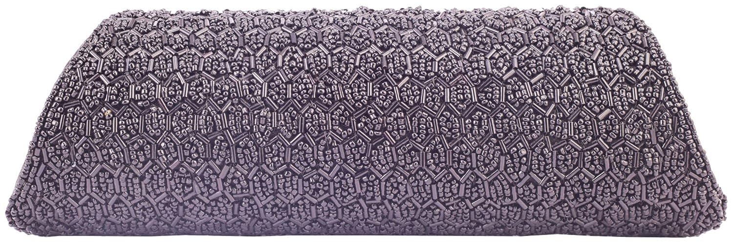 kleio ethnic full flap beads clutch