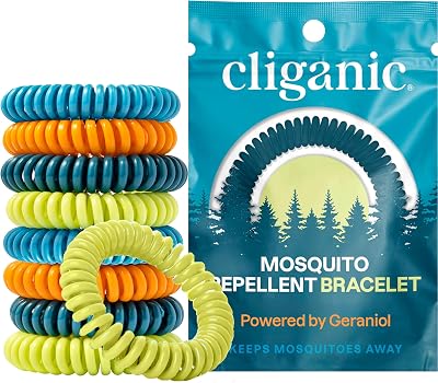 Cliganic 10 Pack Mosquito Repellent Bracelets DEET-Free Geraniol Oil