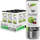 CELSIUS Sparkling Green Apple Cherry, Sugar Free Energy Drink, 12 Fl Oz (Pack of 12)
