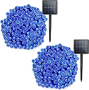 Solar Blue Lights String Waterproof - 2 Pack 72ft 200 LED 8 Modes Outdoor String Lights, Outdoor Tree Decor Light String for Garden, Patio, Fence, Holiday, Party, Balcony, Christmas Decorations
