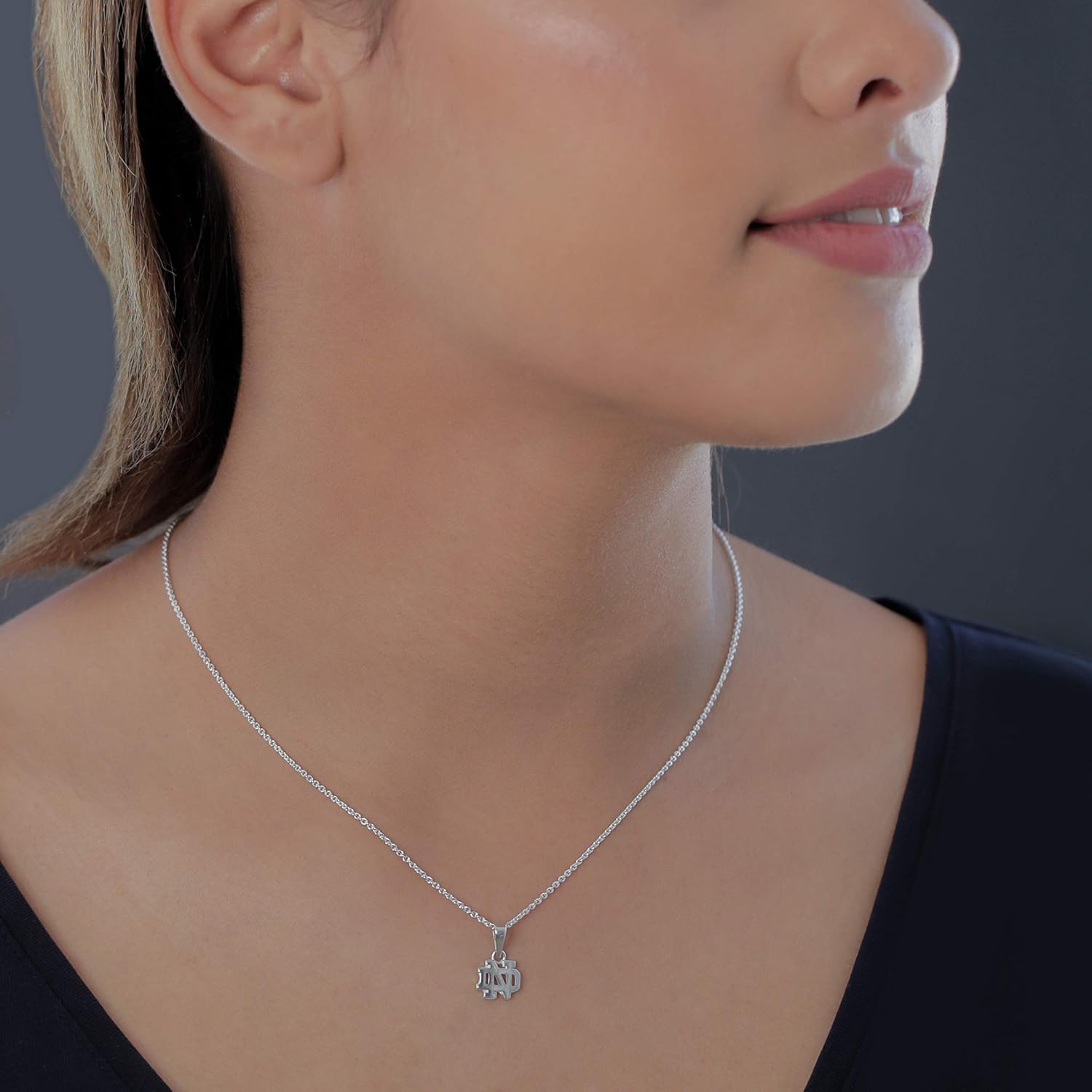 Dayna Designs University of Notre Dame Pendant Necklace, Fighting Irish ND Logo - Sterling Silver Jewelry Small for Women/Girls : Clothing