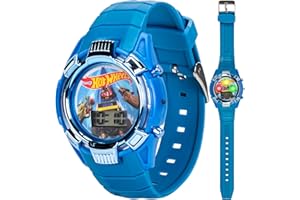 Accutime Hot Wheels Kids Watch – Light-Up LCD Display, Adjustable Comfortable Strap, Collectible Tin – Perfect for Boys and Girls