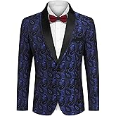 COOFANDY Men's Floral Tuxedo Suit Jacket Slim Fit Dinner Jacket Party Prom Wedding Blazer Jackets