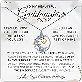 Love You This Much Goddaughter Moon & Back Necklace | .925 Sterling Silver | Christmas Gifts for Goddaughter Birthday | 16-19" Adjustable | Luxury Box & Card
