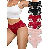 Cinvik Sexy Panties for Women Briefs Women's Sexy Panties Lacyfit Cheekster Spliced Underwear Lace Brief for Ladies Pack
