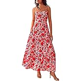 NOLLSOM Women's Summer Dress 2025 Casual Floral Boho Maxi Dresses Sleeveless Spaghetti Strap Long Beach Sun Dresses