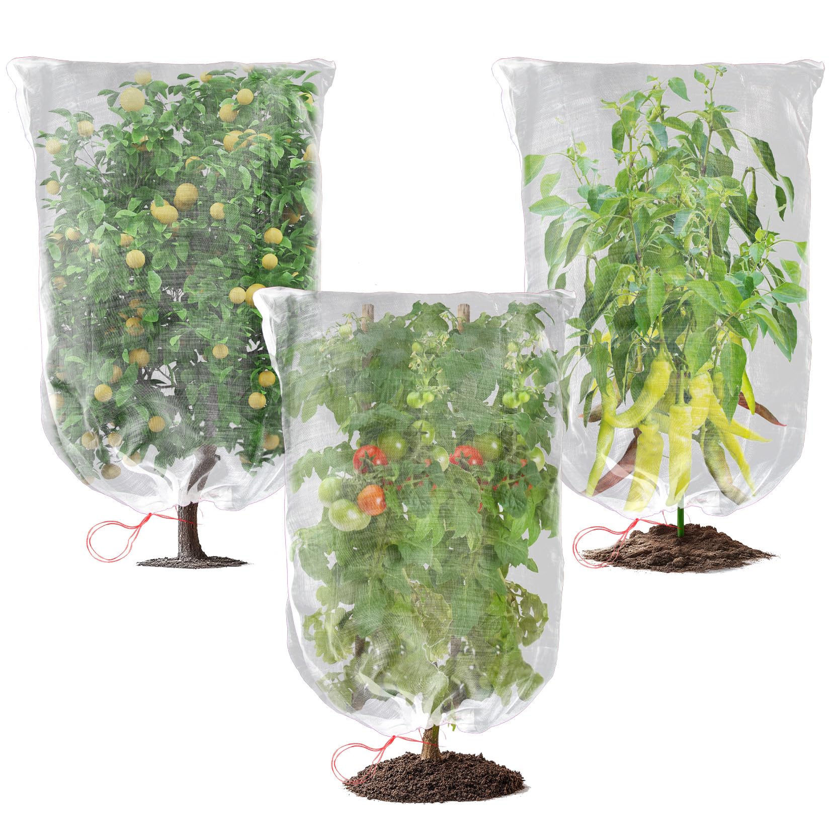 Photo 1 of Sukh Bird Netting for Garden - 3 PCS Blueberry Bush Netting Cover 2.3 X 3.3 FT Mesh Bags Drawstring Pest Barrier Protection Plant Fruit Tomato Strawberry Tree Net from Chicken,Insect,Poultry,Cicadas