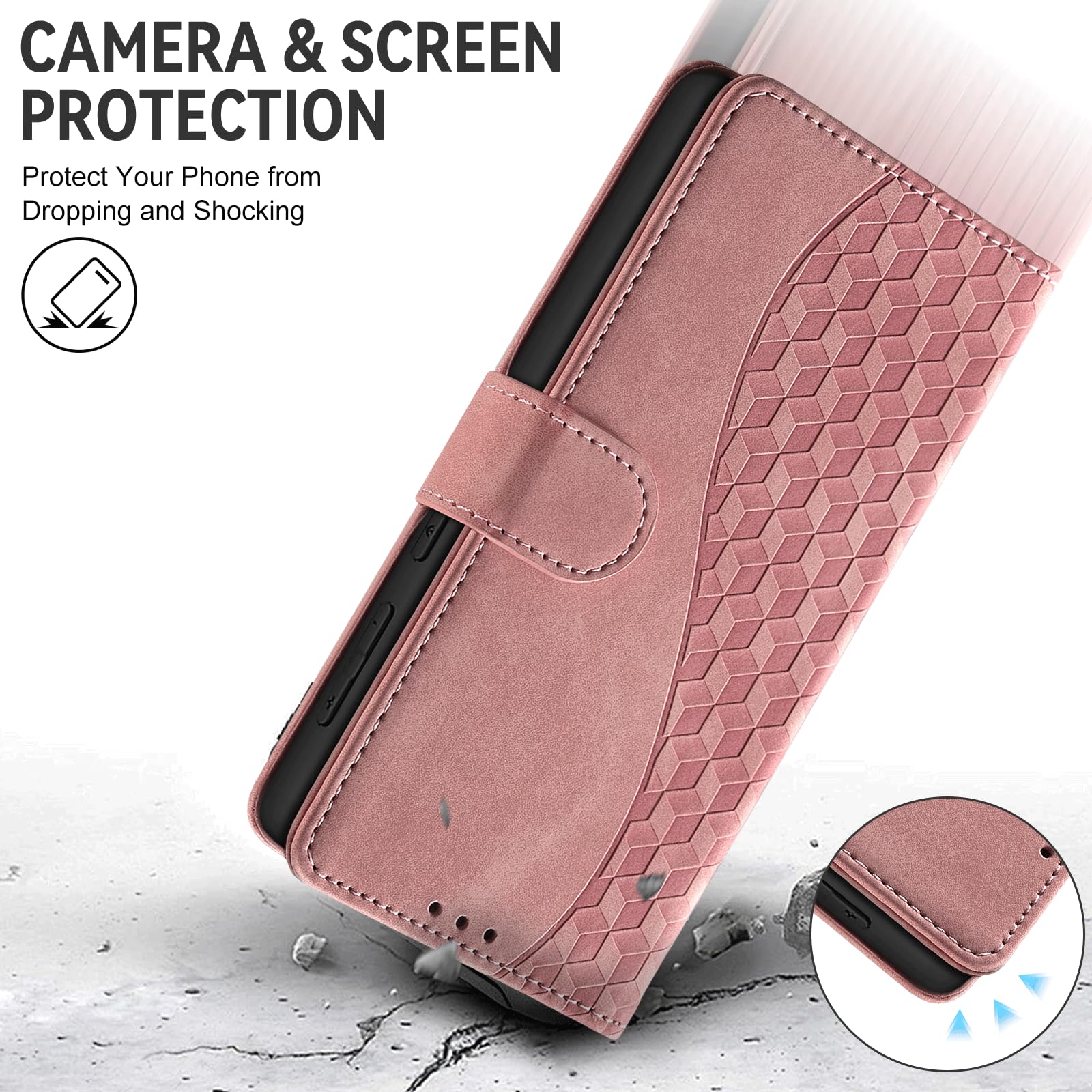 Handyhülle für Google Pixel 10a Leder Wallet Tasche Rosa 8