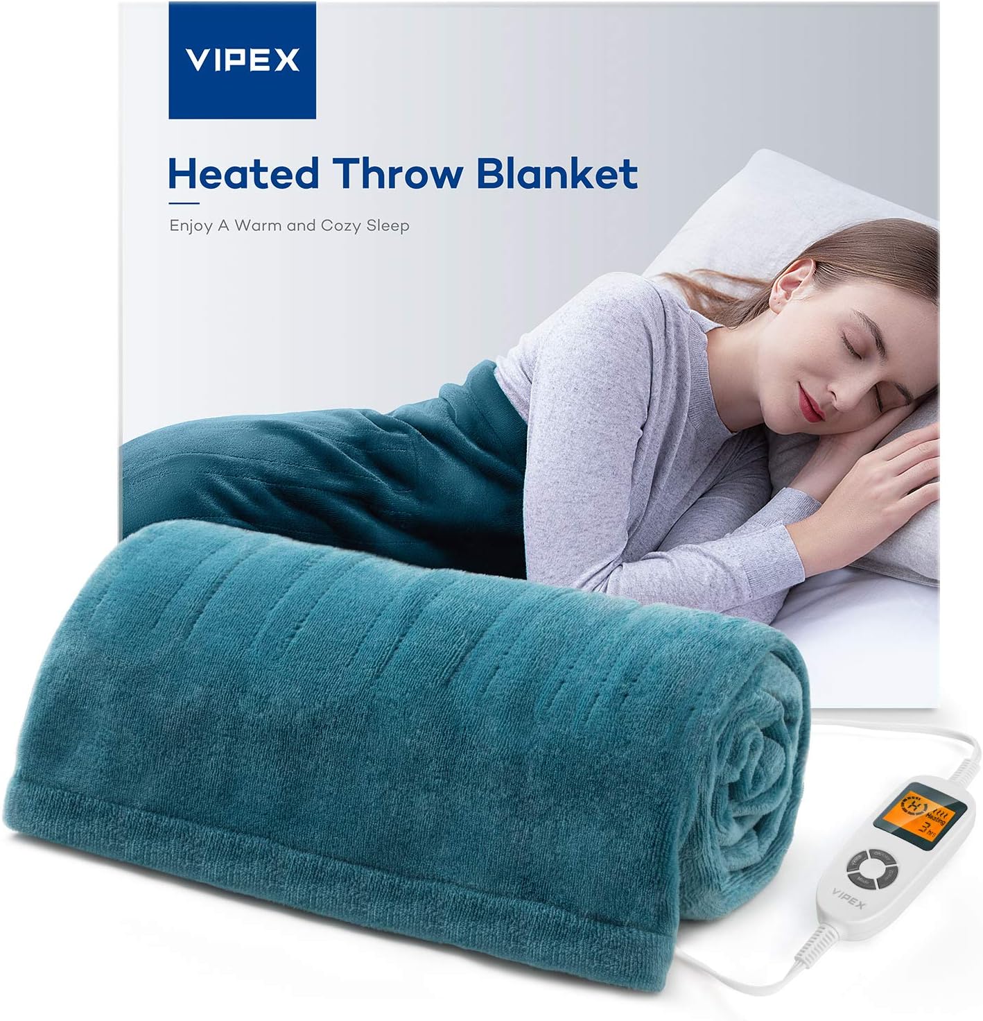 VIPEX Heated Blanket Electric Throw, 50” x 60” Flannel Electric Blanket with 10 Heating Levels & 3 Timer Settings Auto-Off, Travel Home Office Use, ETL Certified, Machine Washable, Forest Green: Kitchen & Dining