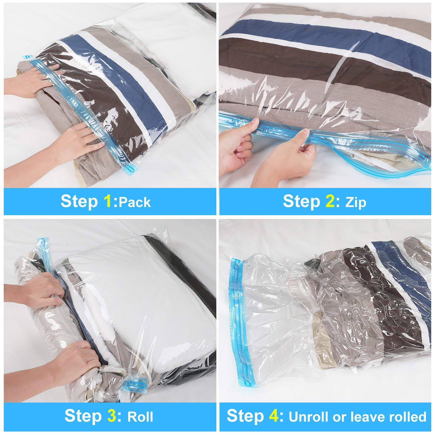 Vemingo Vacuum Storage Bags Travel Compression Bags For Clothes Duvet