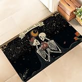 amepay Skull Indoor Door Mat, Stylish 17x29.5in Non-Woven Fabric Floor Doormat with Gothic Romance Couple,Goth Halloween Doormats, for Porch Insider,Bedroom,Living Room, Decor Rug Gifts