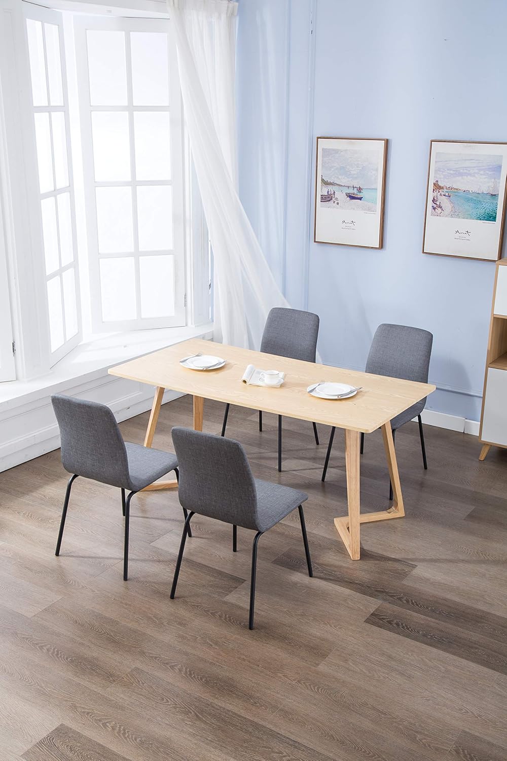 Kitchen Dining Chairs Set of 4 Waterproof Fabric Side Chairs Sturdy Metal Legs Home Kitchen Living Room Table (Brown) - Table & Chair Sets